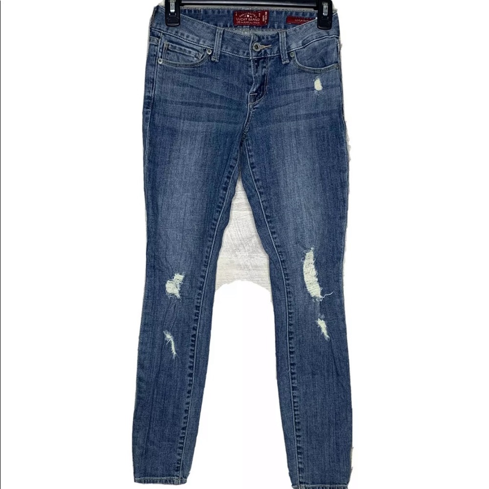 Lucky Brand Leyla Skinny Distressed Blue Jeans